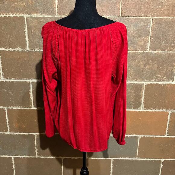 H&M Red Peasant Style Career Top Blouse Women's M Medium - Picture 6 of 9